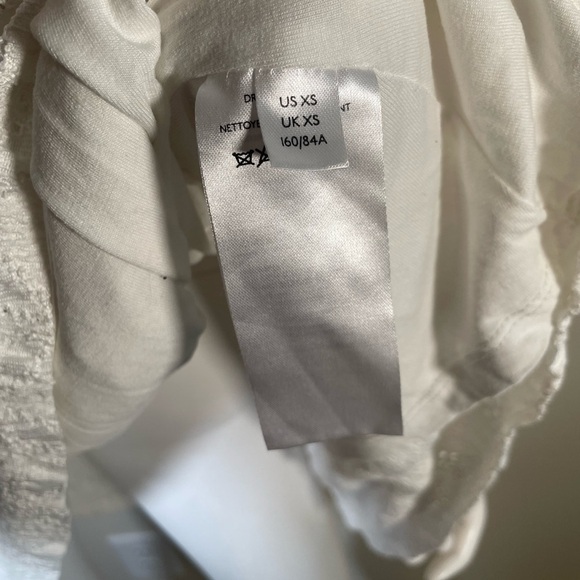 Anthropologie Maeve Eyelet Mini Dress Sz XS White Puff Short Sleeve Flowy Boho - Picture 11 of 15